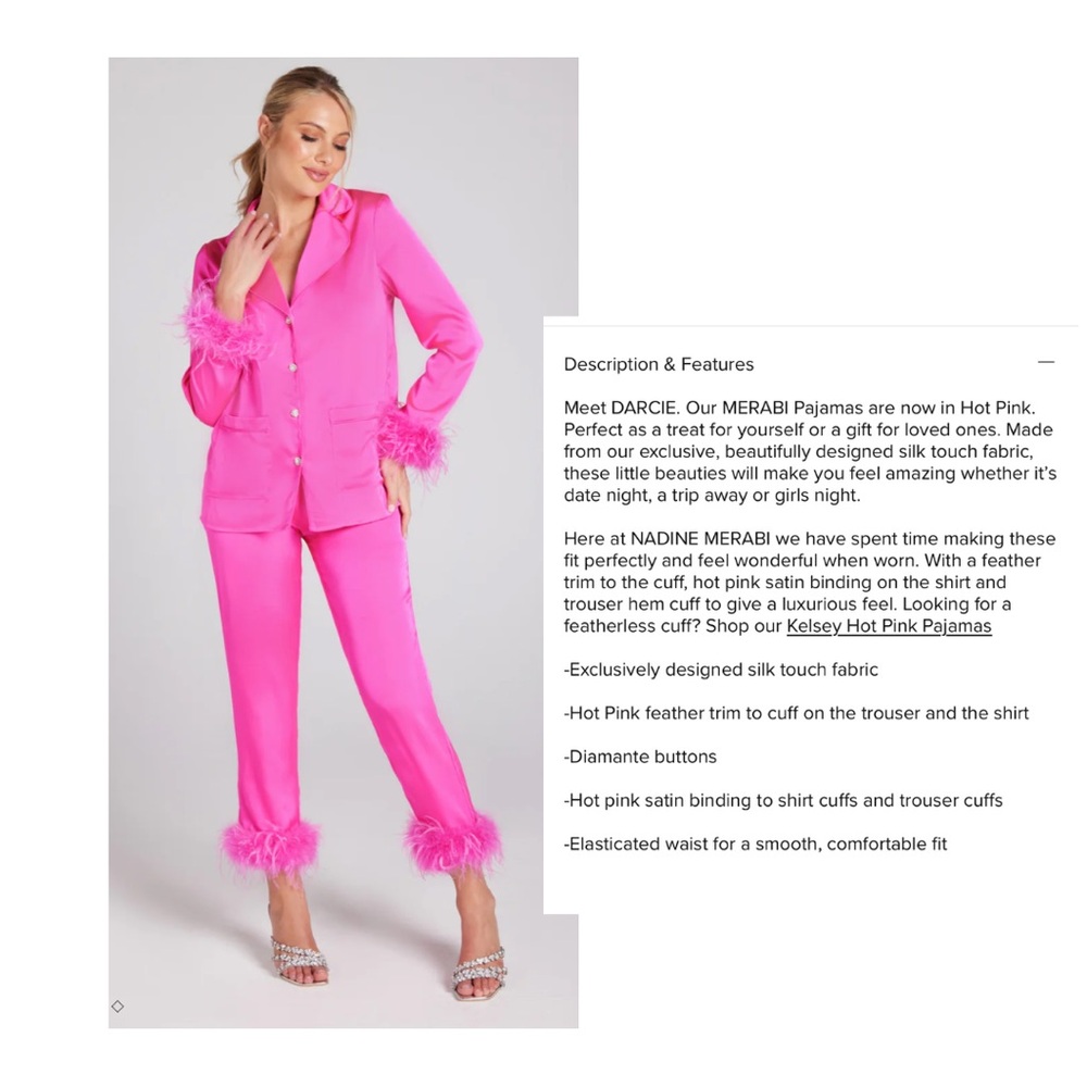 NWT Nadine Merabi Hot Pink Darcie Pajama Set